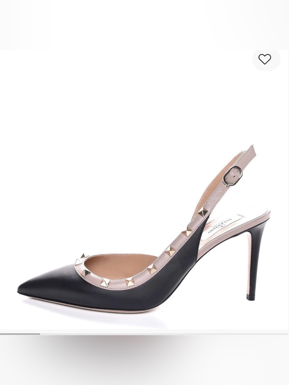 Valentino Garavani Black and Beige Rockstud Slingback Pump